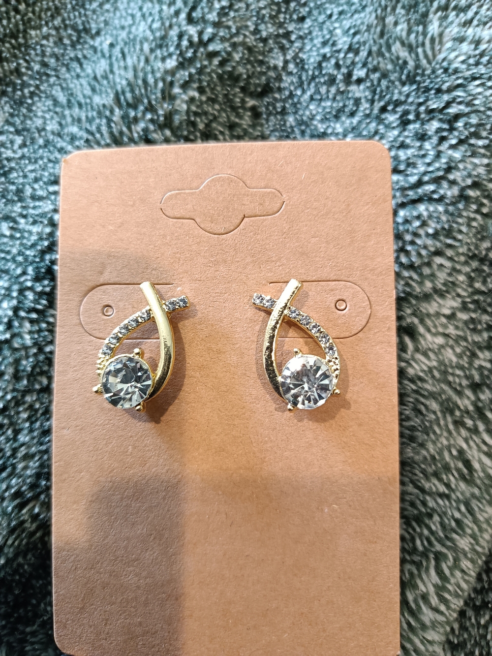 Gold-Tone Crystal Teardrop Stud Earrings - Clear